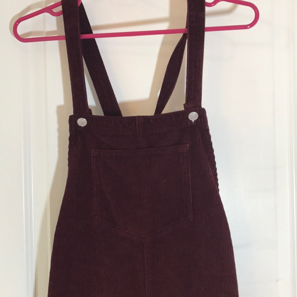 Topshop, burgundy, pinafore dress